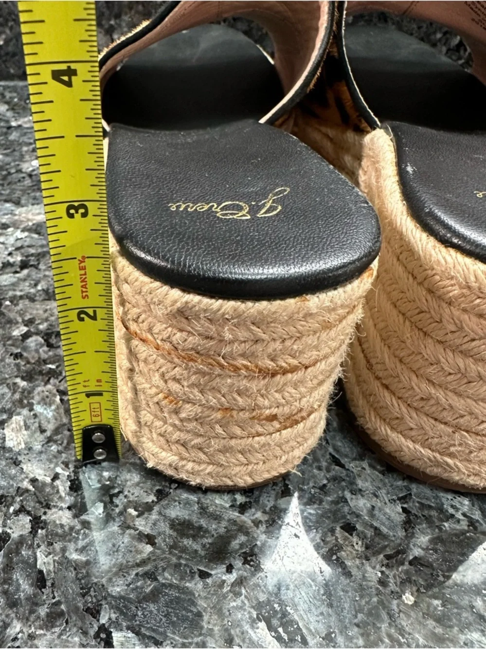 J. Crew Chic Wedge Heel Slide Sandals in Leopard Calf Hair Women’s Size 10